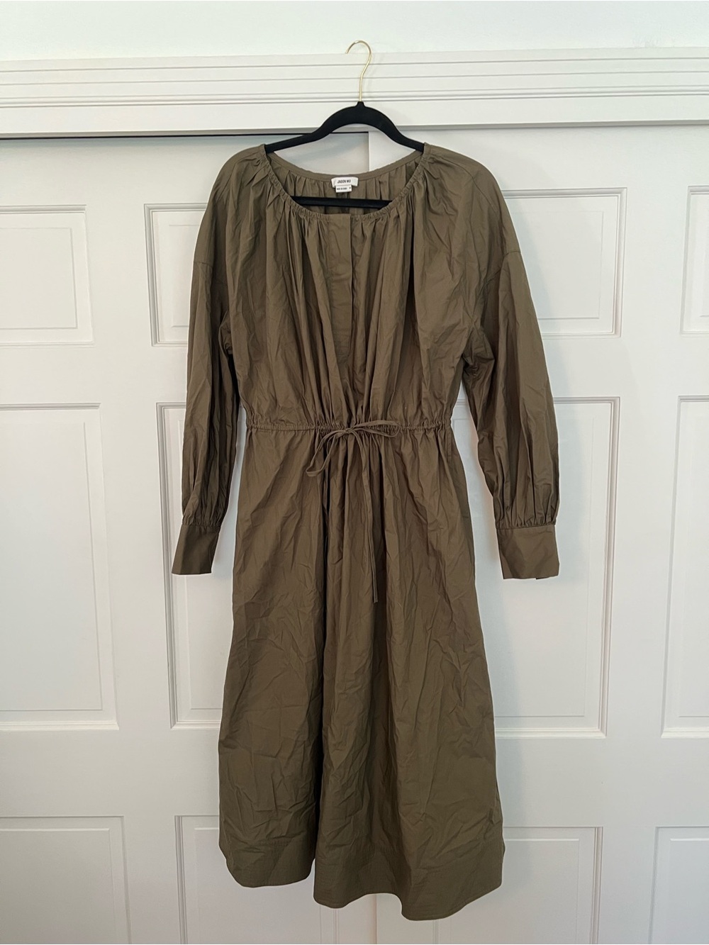 Jason Wu Olive Green Scoop Neck Midi Dress- Size M - Picture 2 of 4